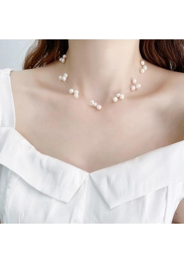 Novahub 925 Ayar Gümüş El Yapımı Barok İnci Gerdanlık, Basit Tarzı Kadın Düğün Takı, Beyaz Doğal Tatlı Su İncileri Beyaz