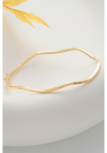 14 Ayar Altın Esli Model Kalemli Kelepçe Bilezik - Mmblk-33032 Sarı Altın