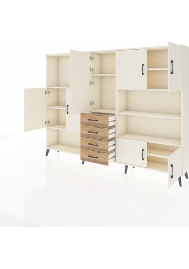 Arges Dolap 9 Raflı 4 Çekmeceli 8 Kapaklı 220x30x163 Aytaşı-aytaş Aytaşı-aytaşı/çam