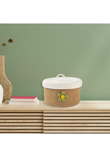 Pazly Suntek Sepeti Saklama Pamuk Magideal M Kapaklı İpli Çok Amaçlı Yp Beyaz - Kahverengi