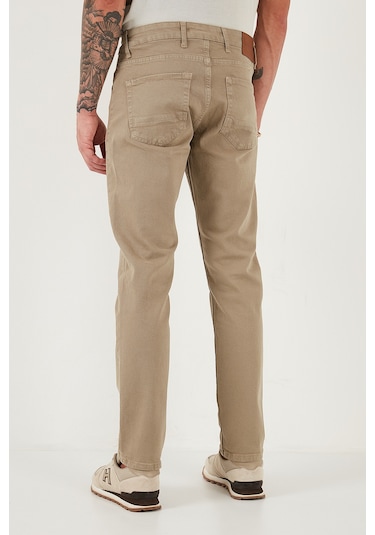 Buratti Pamuklu Comfort Fit Normal Bel Boru Paça Jeans Erkek Kot Pantolon 4412C19Texas Bej