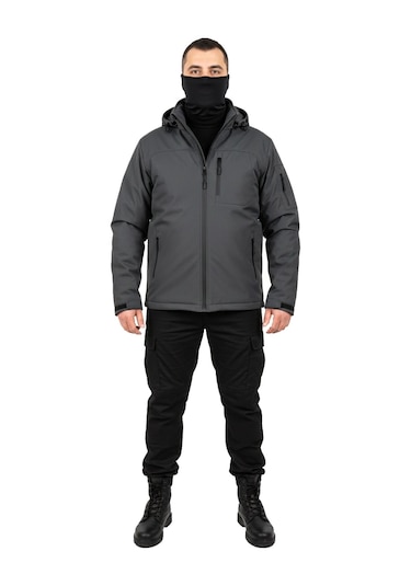 Mysia Outdoor Antrasit Soft Shell Mont Çift Kat Polarlı Antrasit