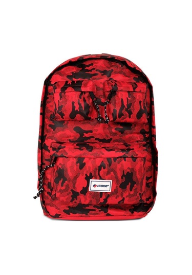 Kırmızı Icone Kamuflaj Baskılı Dört Cepli Sırt Çantası Kırmızı