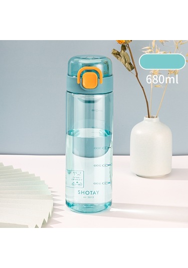 Tuomeng Yeni Büyük Kapasiteli Taşınabilir Plastik Su Bardağı Uzay Bardağı Zıplayan Kapak Düz İçme Bardağı 680 Ml Mavi