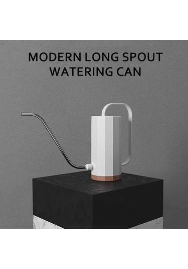 Springsun Uzun Hortumlu 1.2l Plastik Sulama Kabı - İç/dış Mekan Bitkileri İçin Paslanmaz Çelik Ağızlı Modern Sulama Aleti Beyaz