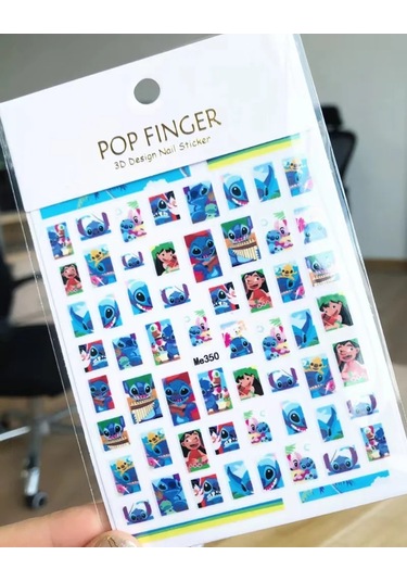 Lilo Ve Stitch Tırnak Çıkartmalar Anime Etiket Tırnak Sanat Süslemeleri Karikatür Animasyon Tırnaklar Üzerinde Basın Çivi Aksesuarları Manikür İçin Koyu Kırmızı