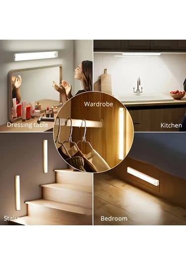 Willowhaven 6 Paket Sıcak Renk 30 Cm Led Hareket Sensörlü Dolap Aydınlatma Usb Şarjlı Ahşap