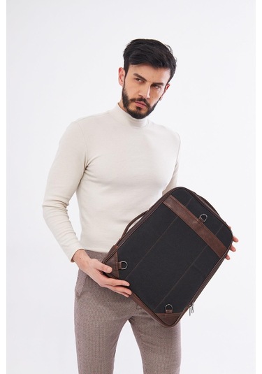 Derinss Dub3050 Hakiki Deri Kahverengi Organizerli Laptop Sırt Çantası 001