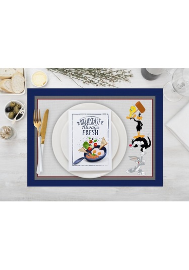 Adawall Home That's All Folks Kumaş Amerikan Servis 4'lü Set 35x5 Çok Renkli