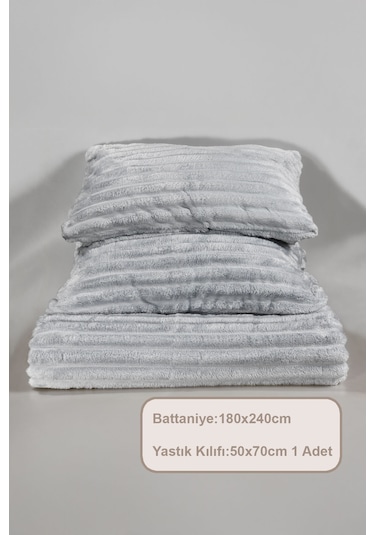 Elart Mateo Battaniye Seti Tek Kişilik Wellsoft 2 Parça 180x240 Cm Gri Gri