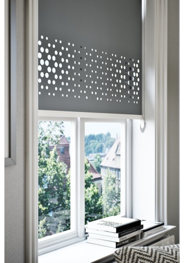 Lazer Kesim Mat Stor Perde, Lazer Kesimli Klasik Serisi, C-4005 Gri Renk Gri