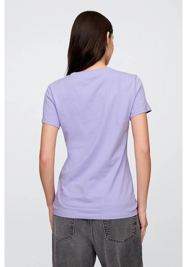 Gap V-ss Logo Classic Kadın Tişört Mor