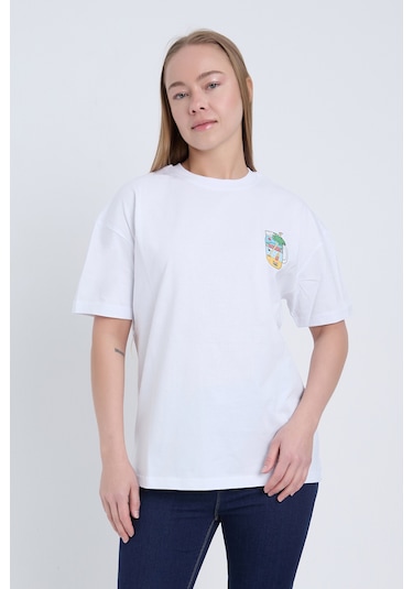 Velvoria Unisex Oversize Beyaz Summer T-shirt