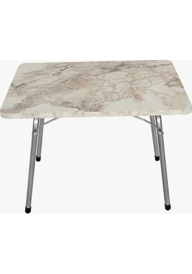 Katlanır Masa Balkon Bahçe Kamp Masası Piknik Masası 45 x 60 CM - Beyaz Krem