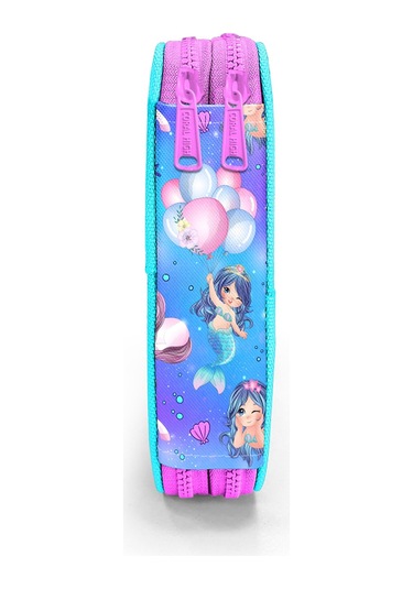 Coral High Kids Mor Pembe Unicorn Deniz Kızı Desenli Çift Katlı Kalem Çanta 11138 Lila