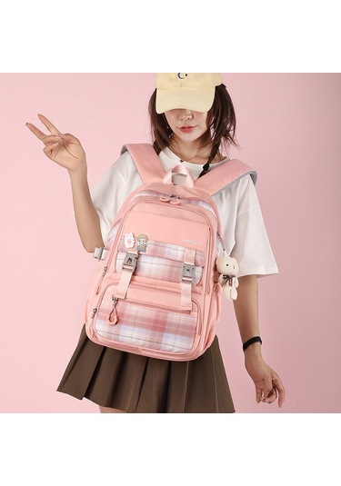 Jeemson Lise Üniversite Kız Çanta Sırt Çantası Büyük Kapasiteli Akademik Tarz Siyah Dayanıklı Günlük Kullanim Siyah