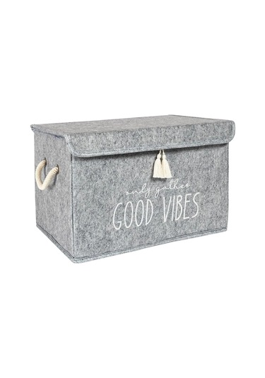 Keçe Kapaklı Düzenleyici Kutu Gri 35x23x23cm Gri-beyaz