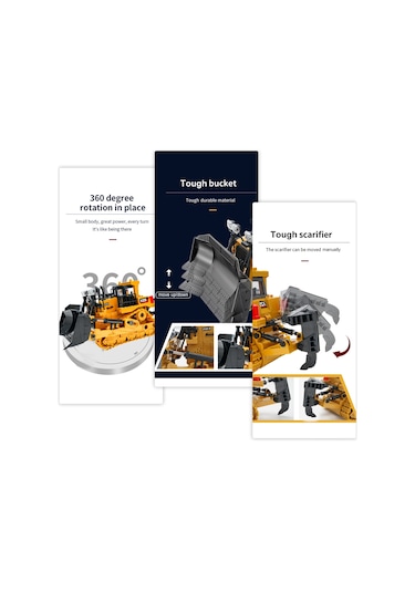 Neevoyu 1:24 Ölçekli 2.4g 9 Kanallı Rc Buldozer - Gerçekçi Ses Ve Işık Fonksiyonlu Çocuk Eğitici Oyuncak Çok Renkli