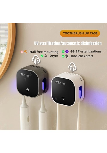 Şarj Edilebilir Diş Fırçası Sterilizatörü Kurutma Fonksiyonlu Beyaz