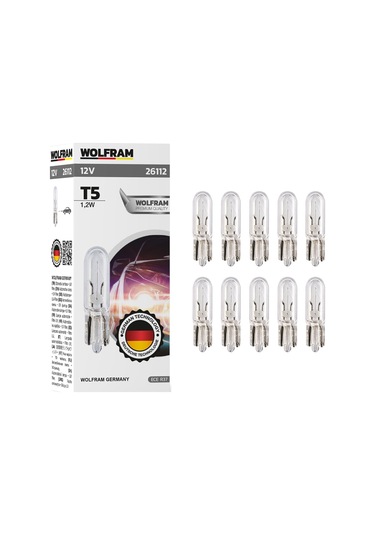 Wolfram Ampul 12v 1,2 T5 Küçük Dipsiz Gösterge Ampulü 10 Adet