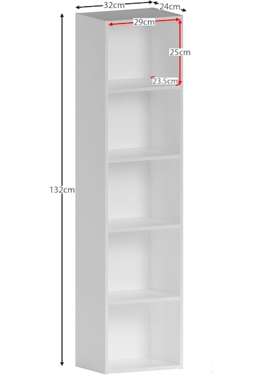 4 Raflı Kitaplık Mdf Çok Amaçlı Raf Beyaz