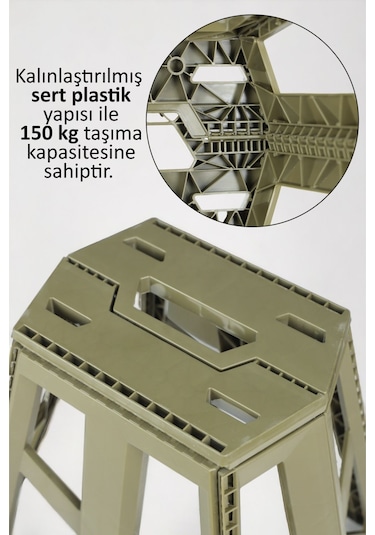 İronika Portatif Taşınabilir Katlanabilir Tank Tabure Kamp Piknik Balıkçı Plaj Taburesi Yeşil 2 Adet Yeşil