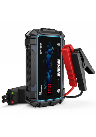 Avapow A9 29.6WH/8000MAH 1500A Jump Starter Taşınabilir Akü Takviye Kiti (Powerbank + LCD + LED Işık)