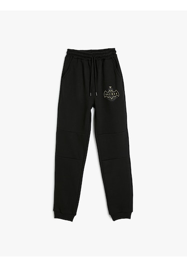 Koton Batman Jogger Eşofman Altı Lisanslı Beli Bağlamalı Siyah 5wkb40148tk Siyah