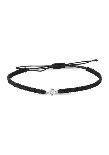 Pırlantalı Beyaz Altın Siyah Ip Bileklik As3Pbl  Altınsepeti