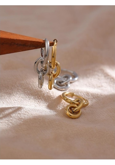 Gümüş Eetit Paslanmaz Çelik Yuvarlak Sıradışı Damla Küpe Kadınlar İçin Çok Renkli