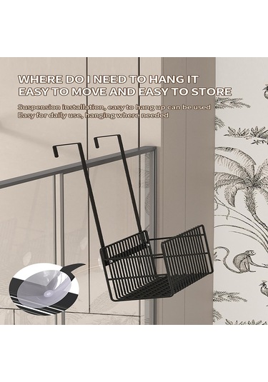 Homyl Kapı Üstü Duş Sepeti Modern Askılı Düzenleyici Yurt Siyah