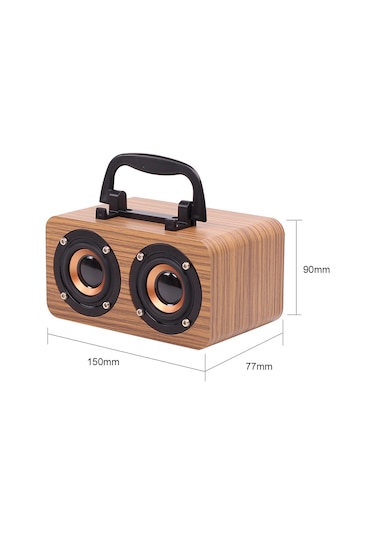 Ranyeek Ahşap Kasa Retro Bluetooth Hoparlör - Fm Radyo, Tf Kart, Aux Desteği, Taşınabilir Tutamak Ve Telefon Tutucu - Ft-4002