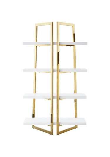 Nysa Gold Metal Beyaz Kitaplık & Raf