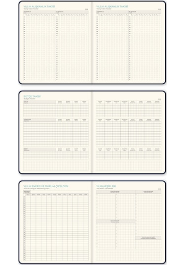 2026 Dikey Haftalık Ajanda 12 Aylık Kir Ve Suya Dayanıklı Premium Keten Kapaklı 18x20 Cm - Füme Füme