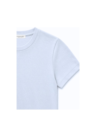 Mixray 2100 Kadın Slim Fit Bisiklet Yaka Soft Basic T-shirt Bebe Mavi Bebe Mavisi