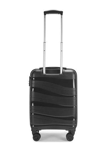Wexta Wx-pp10 Dalgalı Siyah Kabin Boy Polipropılen Valiz Siyah