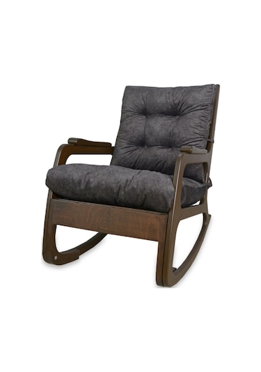 Asedia Kontes Ceviz Antrasit Dolgu Minderli Sallanan Sandalye Dinlenme Koltuğu