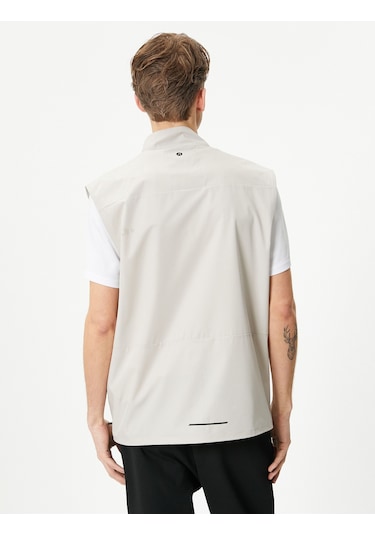 Koton Spor Yelek Dik Yaka Fermuarlı Cep Detaylı Bej 4wam20006nw 4WAM20006NW057 Ekru