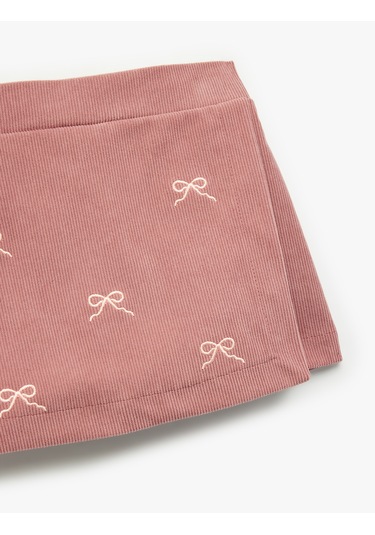 Koton Fiyonk Nakış Detaylı Mini Şort Etek Mürdüm 6wmg40102ak Mor