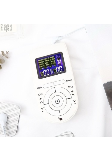 Tysm Taşınabilir 2 Kanallı Tens&ems Cihazı - Kas Masajı Beyaz - 12 Modlu 40 Güç Seviyesi Beyaz