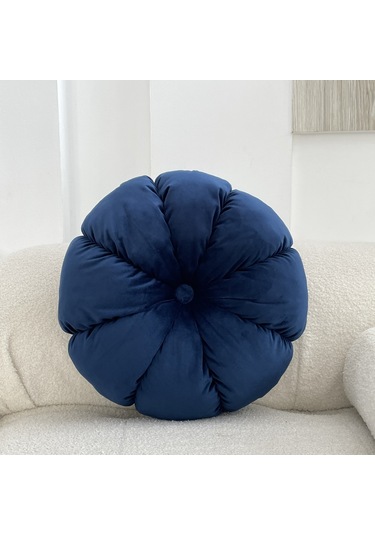 Yunboo Koyu Mavi Kadife Kürbə Yastığı - 45cm Çap 12cm Kalınlık, Ofis Sandalyesi/canapé/ Pencere Yastığı, Yumuşak Ve Dekoratif, İns Stili Diğer