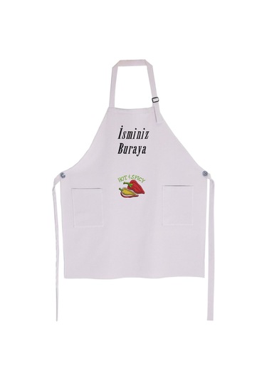 Mutfak Önlüğü Kişiye Ve İsme Özel Nakışlı Mutfak Önlüğü Biber02 Farklı Renkler Gri