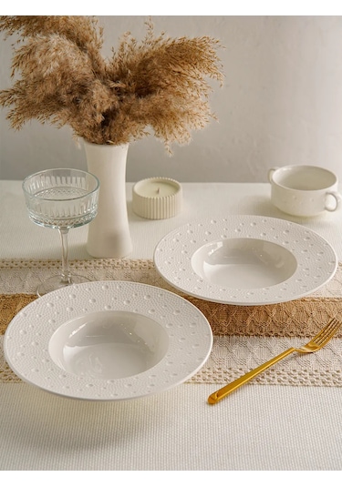 Magistro Derin Tabak Seti 2 Adet Çap 24,8 Cm Fray Porselen 344082582 Beyaz