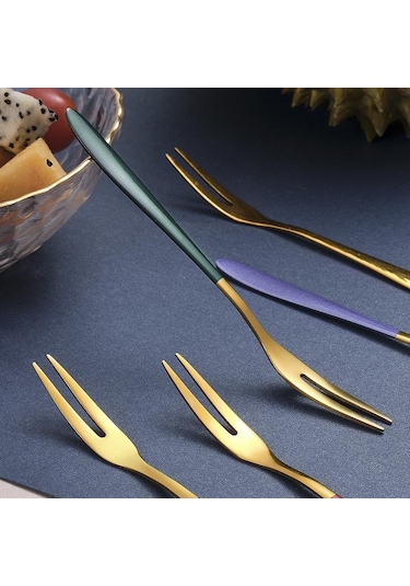 Gümüş 5 Adet Meyve Çatalı Lüks Paslanmaz Çelik Altın Kek Tatlı Çatal Güzel Mini Çatal Kek İçin Kullanılan Parti Salyangoz Çatal Restoran