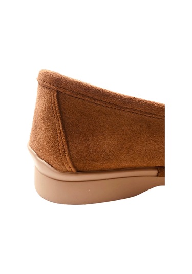 Scarpe Taba Hakiki Deri Kadın Süet Babet Ayakkabı Taba