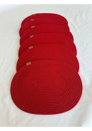 Jüt Amerikan Servis Sofra Altlığı, Masa Dekoru Supla Oval 30x40 6lı Kırmızı