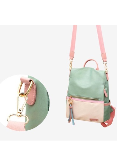 Bej&Siyah Yogodlns Kadın Kızın Patchwork Kontrast Renk Naylon Sırt Çantası Seyahat Okul Çantası Omuzdan Askili Çanta Sırt Çantası Sırt Çantası Yeni Bej - Siyah