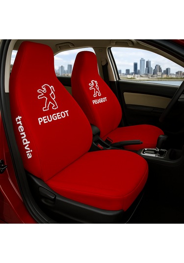 Peugeot Uyumlu Ön Arka Koltuk Kılıfı Penye Servis Kılıfı Oto Koruma Seti Kırmızı