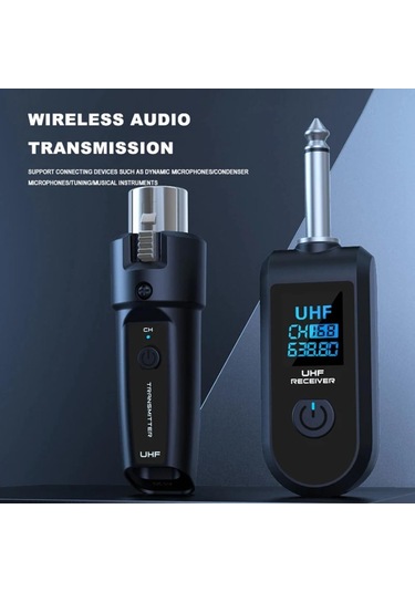 Ranyeek Tkowtb Uhf Xlr Adaptörü: Kablosuz Mikrofon Aktarıcı, Dinamik Mikrofon Ve Gitar İçin, 30-50m Alım Mesafesi, Siyah Abs Malzeme