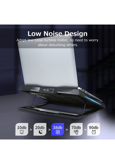 Reedark 6 Fanlı Katlanabilir Taşınabilir Laptop Soğutucu - 6 Kademeli Ayarlanabilir Yükseklik, Düşük Gürültü, Çift Usb Port
